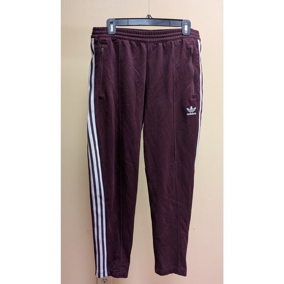 Adidas Originals Burgundy 3-Stripe Track Pants Joggers Women’s M - Picture 2 of 12